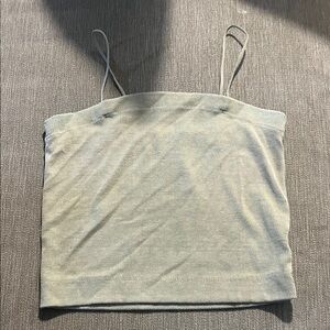 American Eagle Outfitters Light Gray Ribbed Tank Top